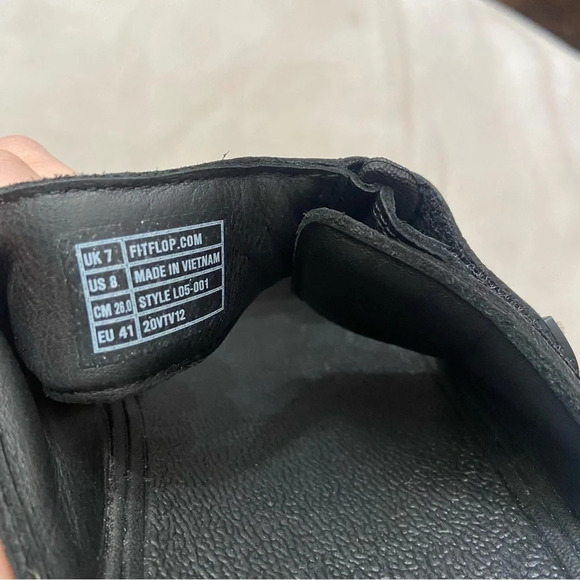 Fitflop GOGH  Mens Leather Slides Size 8 Black - Picture 3 of 10